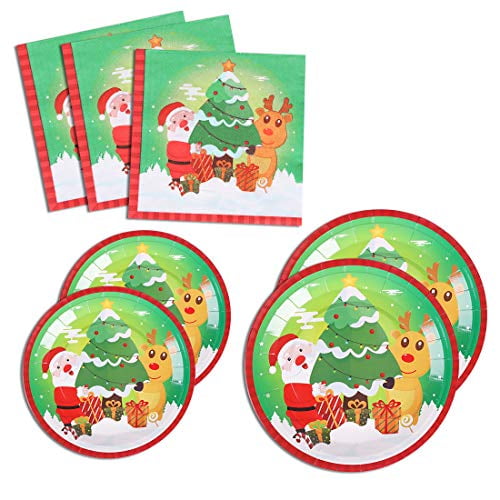 Christmas Xmas Santa Kids Party Set Tableware Paper Plates Cups Straws Napkins 1